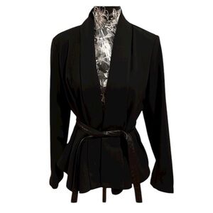 Delia’s Collection size 12 black blazer  shawl collar and faux leather belt